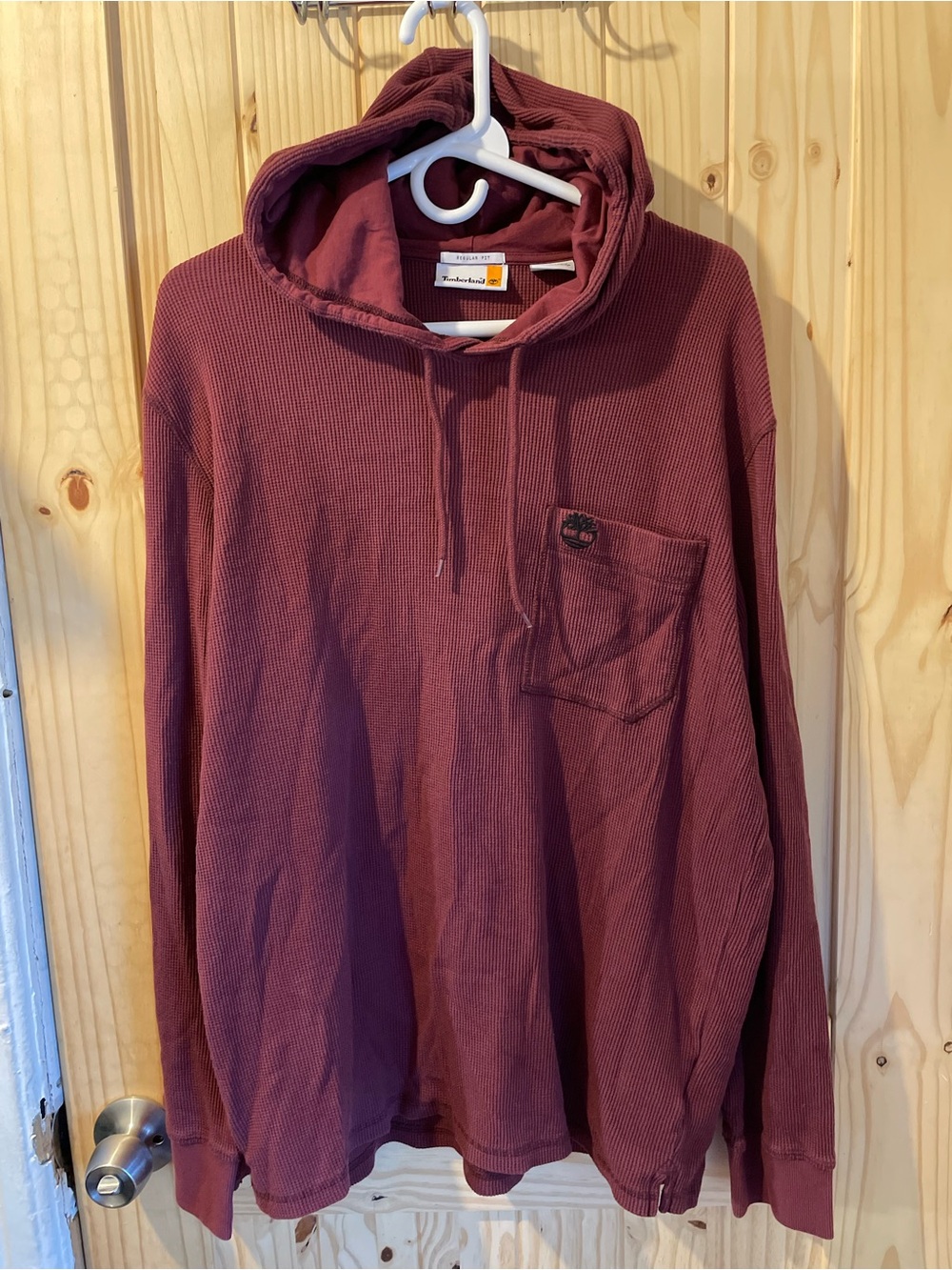 Timberland Men's Hooded Waffle-Knit Thermal Top - Burgundy